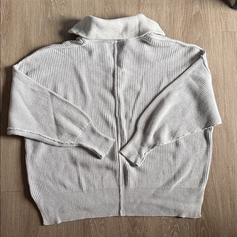Aerie Light Gray Ribbed Zip-Up - Picture 3 of 3